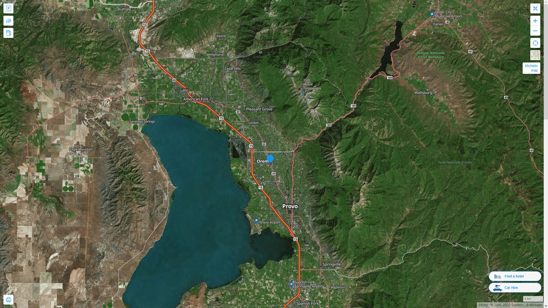 Orem Utah Highway and Road Map with Satellite View